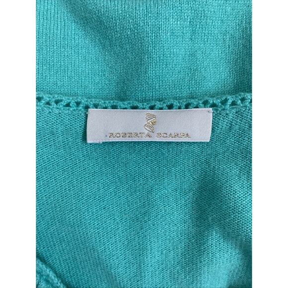 Roberta Scarpa Cashmere Knit Sweater Long Sleeve V Neck Aqua Blue Turquoise 10 M - Picture 6 of 7